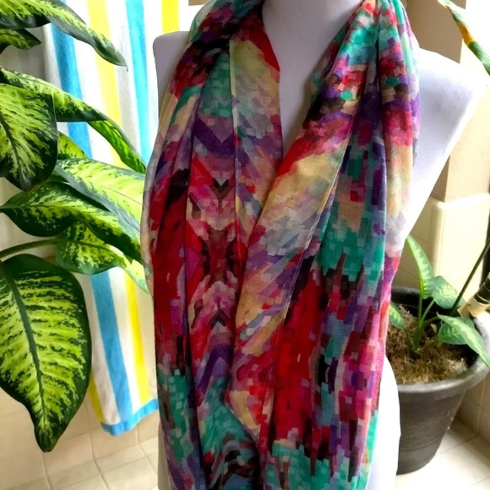 Vibrant, versatile pixel print infinity scarf - image 3